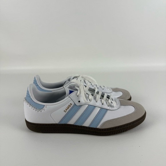 Adidas Samba White and Light Blue Shoes - Picture 6 of 8